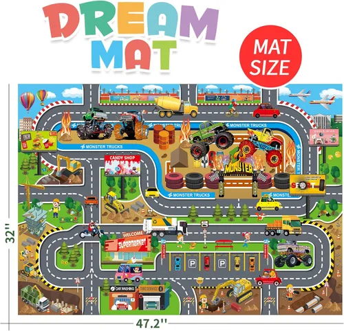 Miniatura 3 de Oriate Tapete de Sueños para Niños Tapete de Juego de Actividades de Juguete de Ciudad Moderna, Alfombra de Mapa de Juego de Interacción Padre-Hijo