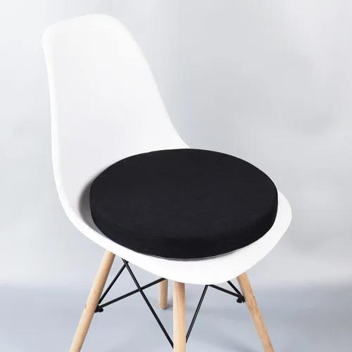 Cojín redondo suave para dormitorio, oficina, cocina, comedor, cojín antideslizante para silla y cojín de asiento de 14 pulgadas, negro (YZ210918)