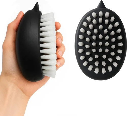 Paquete de 2 cepillos para patatas, limpiador de verduras negras para verduras de raíz, limpiador de productos de doble cerdas con agarre Paquete de