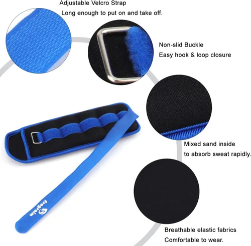 Miniatura 4 de Fragraim - Juego de pesas de tobillo para mujeres, hombres y niños, ideal para entrenamiento de fuerza para muñeca/pierna/brazo, correa ajustable, 1