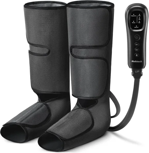 Miniatura 11 de Nekteck Masajeador de piernas para circulación y relajación, masajeador de compresión de aire para pies y pantorrillas para aliviar el dolor, edema