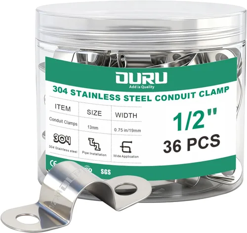 Miniatura 16 de OURU 30 abrazaderas de conducto de 1 pulgada de acero inoxidable 304, abrazadera de tubo de metal rígido en U, correa de tubo de 2 agujeros
