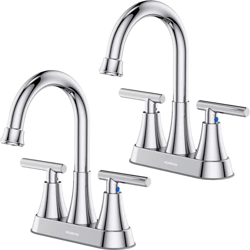 Miniatura 9 de Grifos de Baño para Lavabo de 3 Orificios, Hurran Grifo de Lavabo de Baño Negro Mate de 4 Pulgadas con Desagüe Pop-up y 2 Mangueras de Suministro, 2