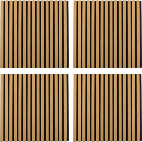 Miniatura 26 de IZODEKOR Paneles de pared acústicos de madera de 23.5 x 23.5 pulgadas (paquete de 2) – Paneles decorativos absorbentes de sonido para decoración