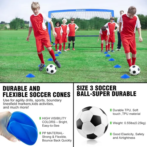 Miniatura 5 de Kids Soccer Goal for Backyard Set - 2 Set of 6X4 / 4X3 ft Toddler Soccer Nets Training Equipment, Soccer Ball, Pop Up Portable Soccer Set for Kids
