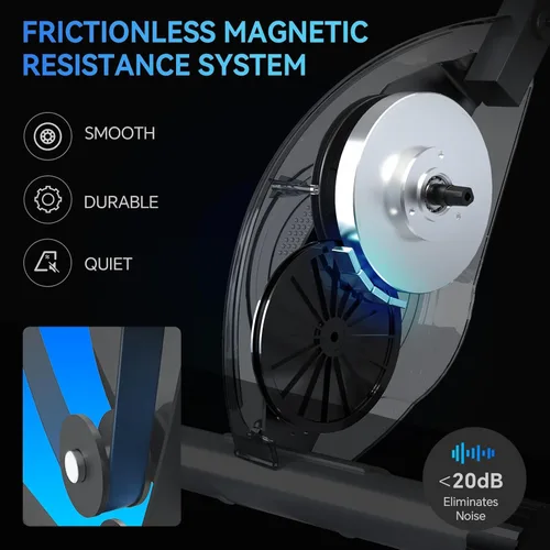 Miniatura 6 de Bicicleta estática plegable ligera de 33 libras para apartamentos pequeños, bicicletas estacionarias para entrenamiento en casa, bicicleta