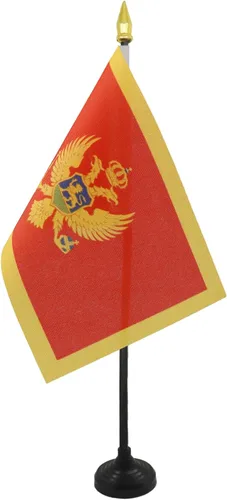 Miniatura 43 de AZ FLAG Bandera de mesa de Albania de 4 x 6 pulgadas - Bandera de escritorio albanesa 5.9 x 3.9 in - Tapa de lanza dorada
