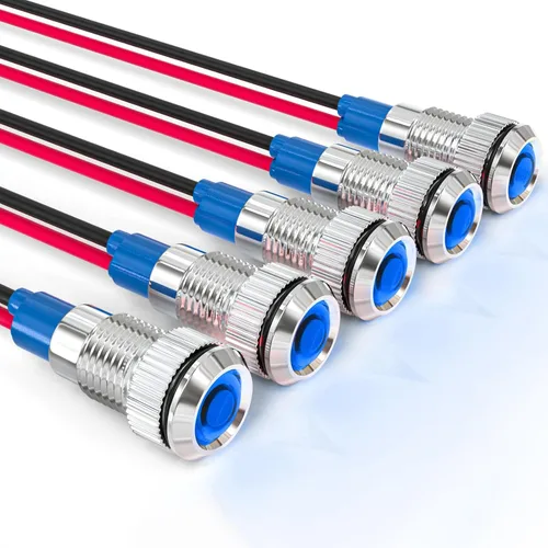 Miniatura 9 de GASHER Luz indicadora de ahorro de energía de 110V/24V/12V 20mA Tamaño del orificio de montaje 0.472 in (1/2 pulgada) Verde, Amarillo, Rojo, Azul