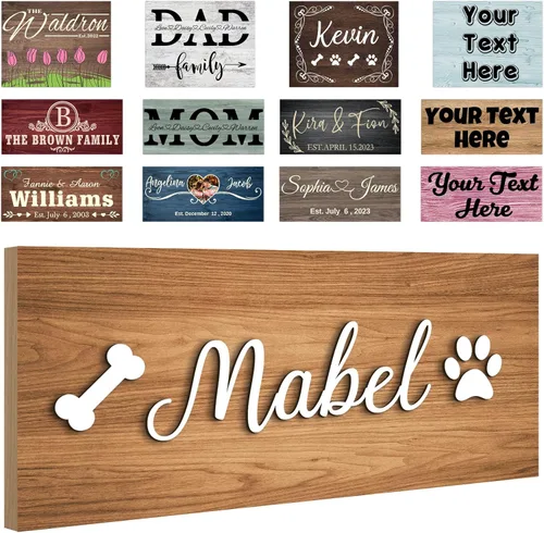 Miniatura 19 de Letreros personalizados de madera personalizados, decoración del hogar, regalos con texto, letreros de madera personalizados, tablero familiar