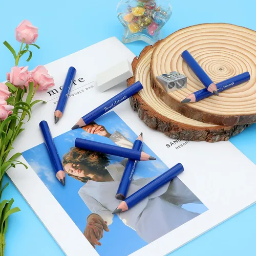 Miniatura 6 de Adecuado para 2 a 6 años de edad, lápiz grueso de agarre triangular corto, 8 lápices de madera escritos a mano para niños de 3.5 pulgadas