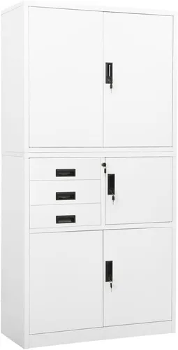 Miniatura 36 de Archivador de metal de 2 cajones, archivador de acero para oficina con cerradura para el hogar y la oficina, 35.4 x 18.1 x 28.5 pulgadas (blanco)