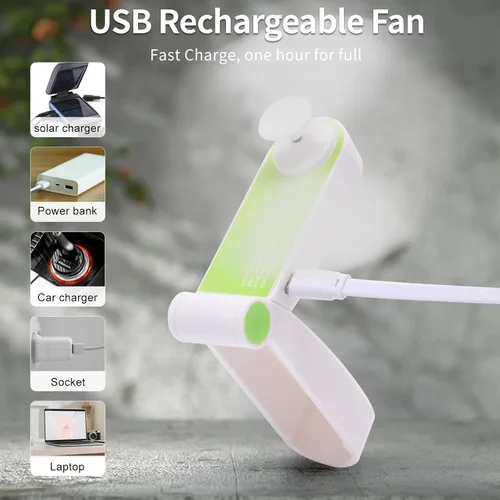 Miniatura 7 de Ventilador de mano personal, mini ventilador de bolsillo portátil, pequeño y ligero recargable por USB para deportes en casa, viajes al aire libre