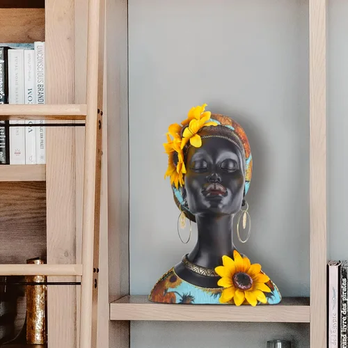 Miniatura 5 de Esculturas de arte africano, estatuas modernas de mujeres africanas, decoración de habitación, figuras africanas de resina, estatua de busto