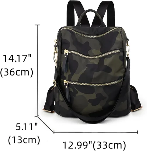 Miniatura 6 de Uromee Mochila para mujer, bolsa de hombro impermeable de nailon para viaje, 303 Camo, Mochilas Daypack