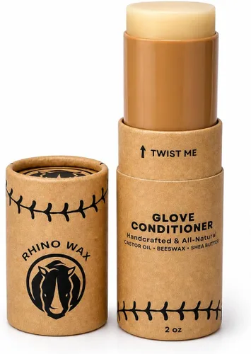 Rhino Wax - Baseball Glove Conditioner - Condition Ball Mitts or Softball Gloves with Premium Leather Mitt Balm - Deeply Moisturizes, Speeds up