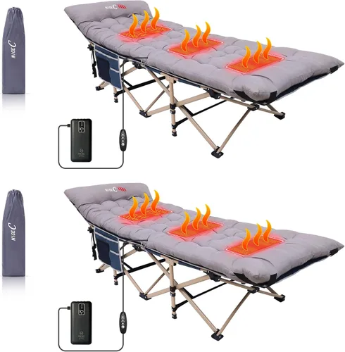 Miniatura 11 de Nice C Catres de camping con cojín, catres de camping con colchón, para adultos, catre plegable, con almohada, bolsa de transporte y bolsillo