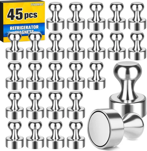 Miniatura 16 de FINDMAG Paquete de 16 imanes para refrigerador, imán de refrigerador, imanes pequeños para pizarra blanca, imán de neodimio fuerte, imán de tierras