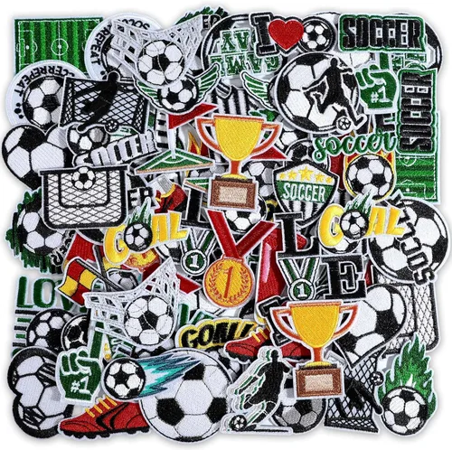 Miniatura 11 de HunnmingRe 72 piezas de parches de fútbol para planchar con bordado de chenilla, parches de fútbol para gorras, 36 estilos de apliques deportivos