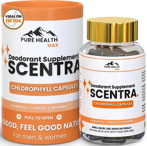 Scentra Suplemento desodorizante | Cápsulas de clorofila para mujeres y hombres, pastillas desodorantes de cuerpo completo | Suplementos naturales