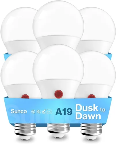 Miniatura 10 de Sunco Paquete de 6 Bombillas de Luz de Atardecer a Amanecer para Exteriores A19, Fotocélula Automática para Iluminación Exterior, 800 LM, 9W Blanco