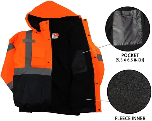 Miniatura 8 de WJ9011/12 - Chaqueta de seguridad para hombre, ANSI Clase 3 de alta visibilidad, impermeable