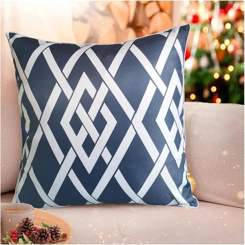 Miniatura 17 de Funda de almohada decorativa clásica con diseño de crayón de mano azul estilo capri, marcas geométricas, funda de almohada decorativa de 17 x 17