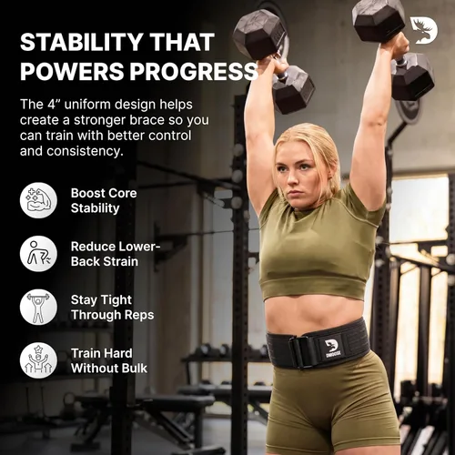 Miniatura 4 de DMoose Fitness Cinturón de levantamiento de pesas con bloqueo automático para hombres y mujeres, cinturón de nailon de 4 pulgadas para sentadillas