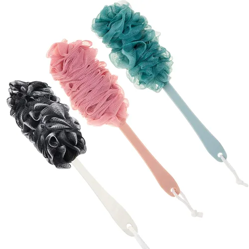 Esponja de malla de nailon suave para ducha, esponja de malla de nailon suave para ducha, esponja en un palo para hombres y mujeres, exfoliante para