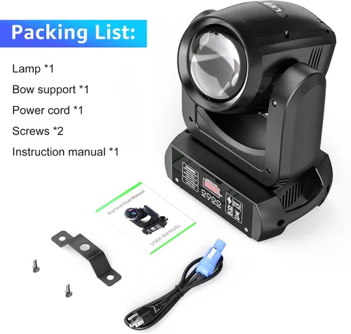 Miniatura 9 de U`King Luces de Cabeza Móvil con Haz de 150W, Prisma de 18 Facetas, Estroboscópico/Haz/Foco/Iluminación de Escenario Wash, 8 Gobos y 8 Colores, Foco