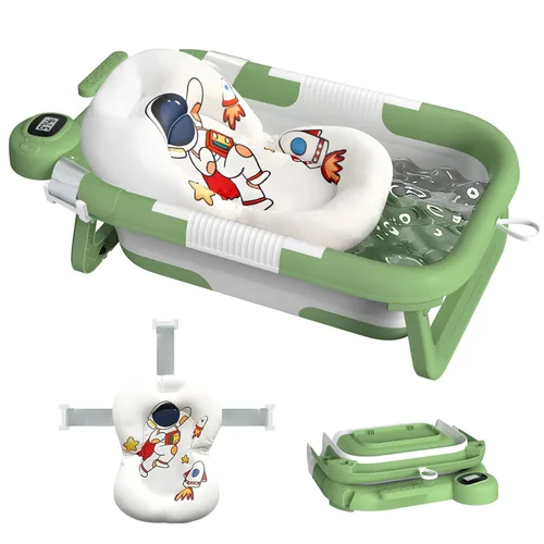 Miniatura 9 de Bañera plegable para recién nacidos a niños pequeños (0 a 24 meses), bañera portátil para bebés para viajes, bañera para recién nacidos con cojín