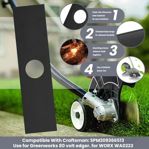 Miniatura 2 de Paquete de 5 cuchillas universales de 8 x 2 pulgadas para Stihl Kobalt Echo Ryobi Ego Edger, 1 pulgada de orificio central de repuesto para 613223