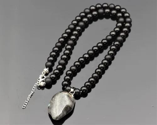 Miniatura 79 de Colgante de turmalina cruda natural, Collar de cuentas de ónix negro genuino, Collar de piedra negra, Collar de piedras preciosas, Cuentas de 0.315