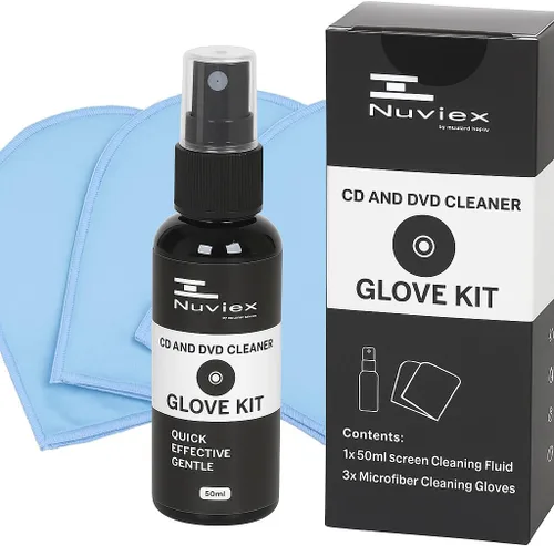 Kit limpiador de discos CD y DVD, incluye solución de limpieza, paño de guante antiestático de microfibra, seguro para CD, DVD y Blu-ray, juego de