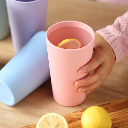 Miniatura 3 de Vasos reutilizables irrompibles ecológicos para adultos (20 onzas), juego de 5 vasos de paja de trigo, aptos para lavavajillas.