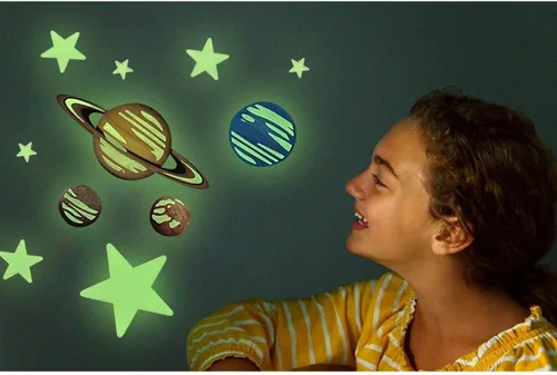Miniatura 4 de 4M: Glow: Planets & Nova Star - 20 adhesivos de pared y techo que brillan en la oscuridad, carga de luz, varios tamaños, pestañas adhesivas