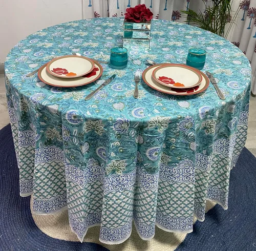 Miniatura 43 de Ridhi Mantel redondo con estampado de bloque a mano, 100% algodón, reutilizable, color rosa flamenco, de 60 pulgadas, mantel decorativo para uso