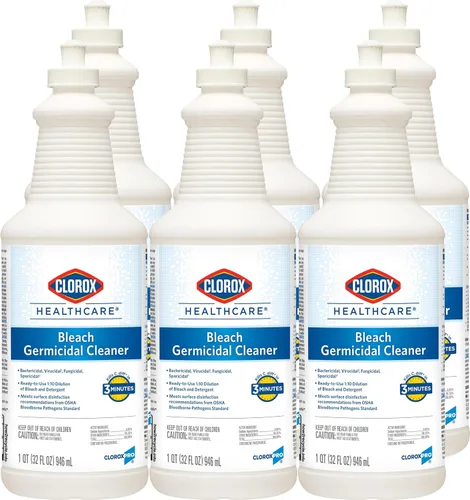 CloroxPro Healthcare Bleach Limpiador Germicida Pull-Top, Limpieza Sanitaria y Limpieza Industrial, 32 Onzas - 68832 (Paquete de 6)