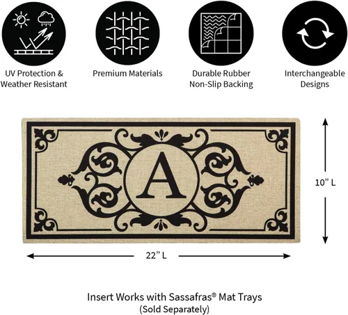 Miniatura 2 de Evergreen Flag Cambridge Monogram Letra A Burlap Sassafras Switch Mat 22" x 10