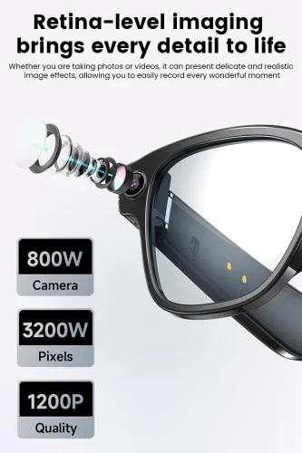 Miniatura 3 de Lentes de cámara inteligente para fotos, audio y videos, grabación HD de 8 MP, batería 7H, gafas ligeras de cámara AI para hombres y mujeres