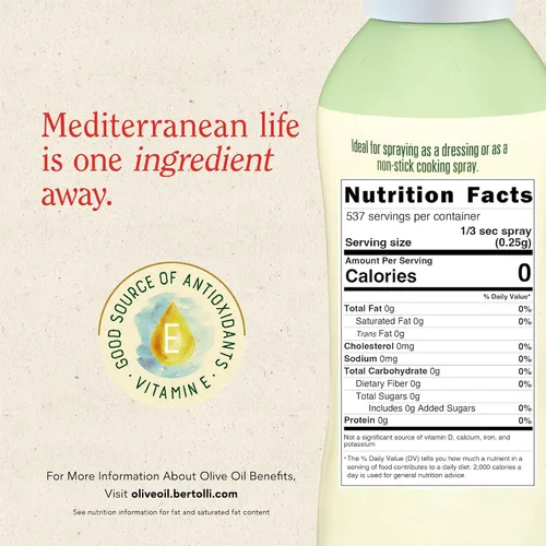 Miniatura 2 de Bertolli Spray de aceite de oliva virgen extra, sabor rico, sin aerosol, contiene polifenoles, 4.9 onzas líquidas, paquete de 6