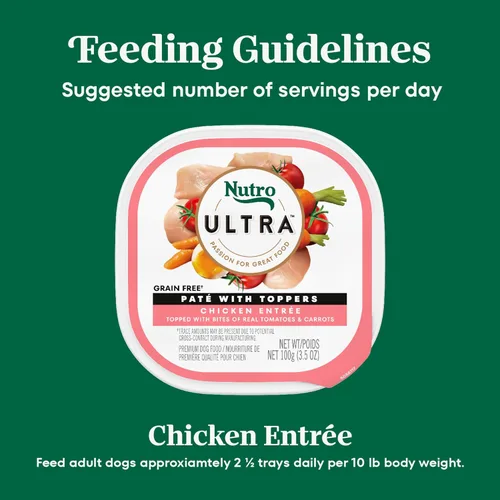 Miniatura 8 de Nutro Paté de comida ultra húmeda para perros con adornos de comida para perros, plato principal de pollo, bandejas de 3.5 onzas