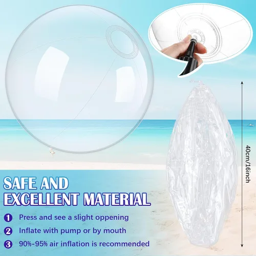 Miniatura 2 de Hungdao 12 Piezas Pelotas de Playa Inflables Transparentes al Por Mayor de 16 Pulgadas Pelota de Ornamento de Caldero Burbujeante Transparente
