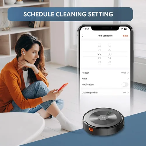 Miniatura 6 de Combo de aspiradora y trapeador robot: robot aspirador 2 en 1 2500 Pa fuerte succión y sin enredos y control Alexa/APP y carga automática, limpieza