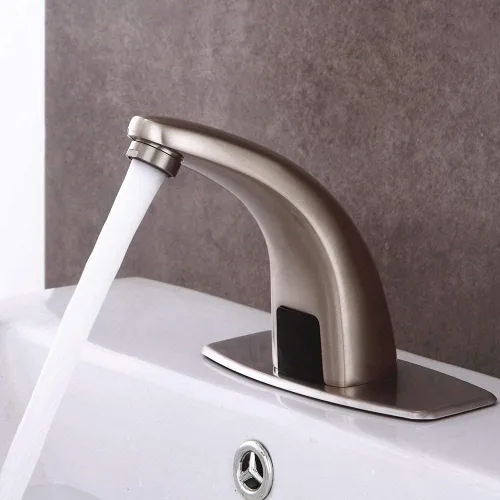 Miniatura 2 de Grifo automático de baño sin contacto, sensor de movimiento activado manos libres cepillo mezclador sensor de níquel con placa de cubierta..