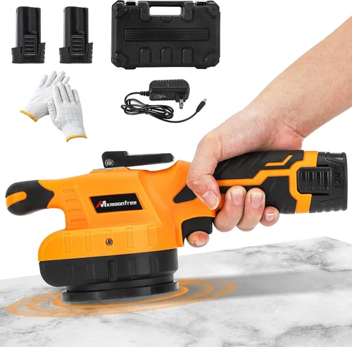 Herramienta de vibración de azulejos con ventosa ultraligera con 2 baterías, estuche de almacenamiento, vibración ajustable de 12,000 RPM, máquina