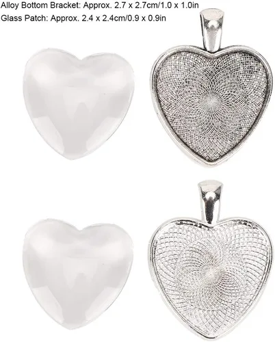 Miniatura 5 de Colgante en forma de corazón, 60 bandejas colgantes en forma de corazón, ajuste de base con cristal
