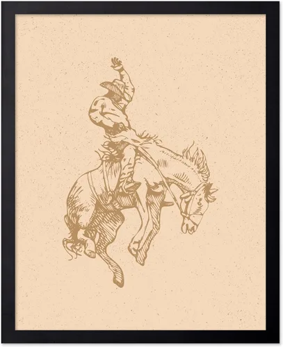 Miniatura 66 de Poster Master Póster de Rodeo marrón – Estampado retro de vaquero sobre caballo – Arte de vaquero – Arte occidental – Arte del salvaje oeste