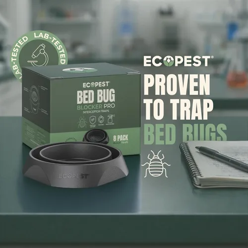 Miniatura 3 de Interceptores para insectos de cama, paquete de 12 Trampas interceptoras para insectos (Pro) (negro) Trampa ecológica para patas de cama Sin