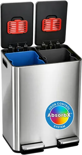 Miniatura 8 de iTouchless SoftStep - Bote de basura de acero inoxidable, 13.2 galones, sistema de filtro de olores, pedal y tapa con cierre silencioso y fino