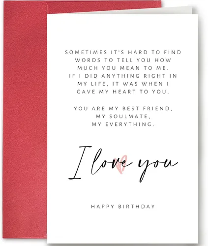 SuperShunhu Tarjeta de poema de cumpleaños para él y ella, tarjeta de cumpleaños romántica para novio, novia, tarjeta de amor de feliz cumpleaños